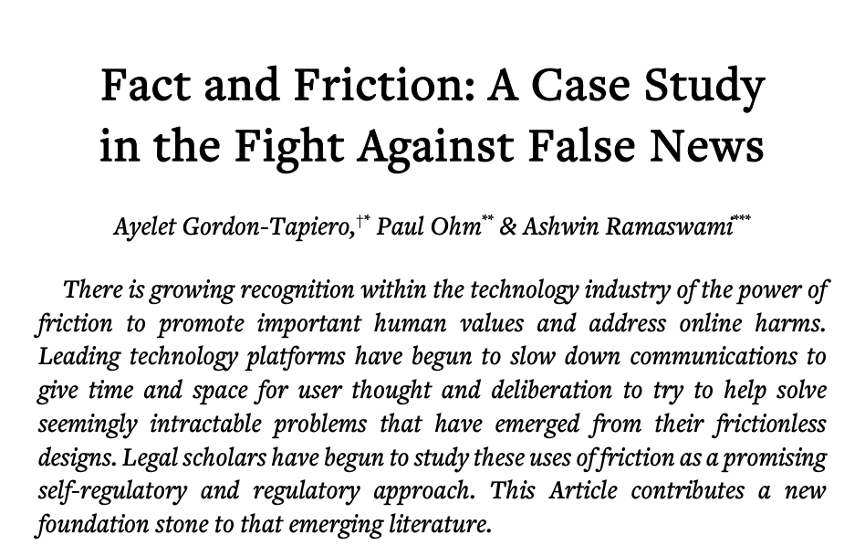 Fact and Friction: A Case Study in the Fight Against False News